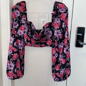 Satin floral Oh Polly corset crop top